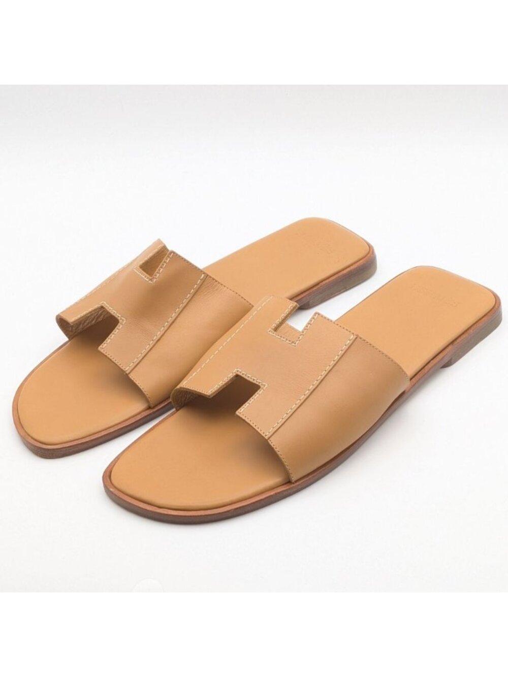 Hermes Kevlar Sandals H Flat Leather Beige